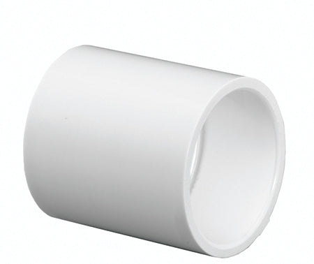 Pipe Coupling, 1 in, Slip, PVC, White, SCH 40 Schedule
