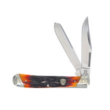 Rough Ryder Amber Jigged Bone Trapper Folding Knife RR22034