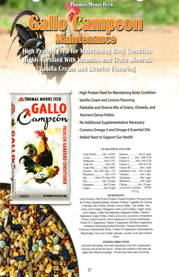 GALLO CAMPE'ON GAME BIRD MAINTENANCE RATION 50# – Steglich Feed & Farm ...