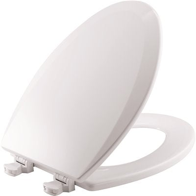 Elongated Closed Front White Plastic Standard Toilet Seat