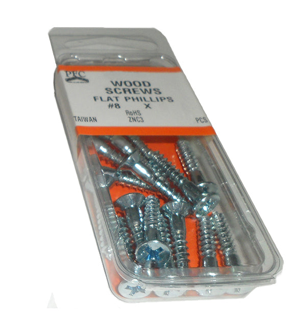 WOOD SCREW PHIL FLAT #8 X 3"