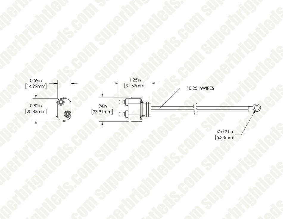 2-Wire Pigtail for Backup and Utility Trailer Lights - 2-Pin PL-3 Plug - 10" Long