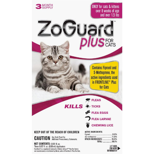 Plus Flea & Tick Treatment For Cats Over 1.5 Lb - 3 Month Supply