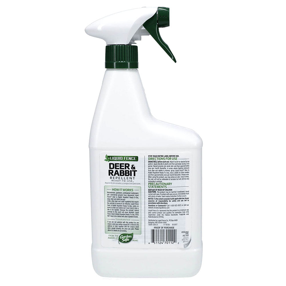 Liquid Fence Animal Repellent Spray For Deer and Rabbits 32 oz.