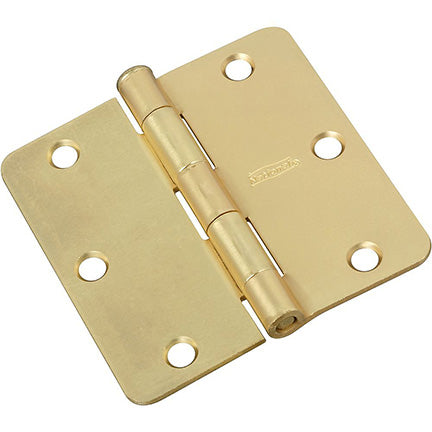 National Hardware N830-333 Door Hinge 3-1/2 Inch Square Corner Polished Brass