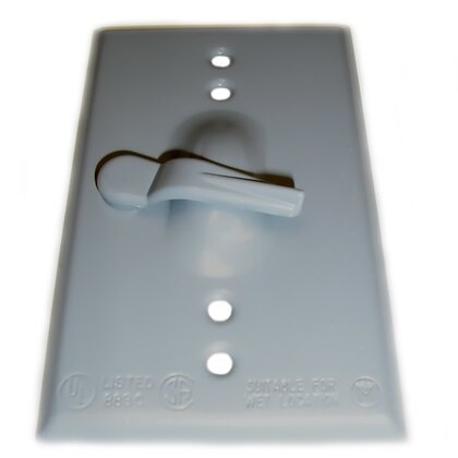 Weatherproof Cover With Switch, 1 Gang, Toggle Type, Aluminum, Gray
