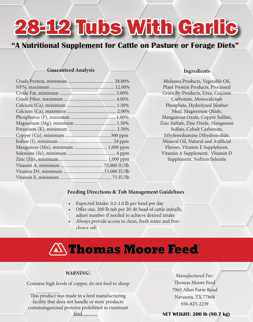 Thomas Moore 28-12% Cooked Protien Tub with Garlic