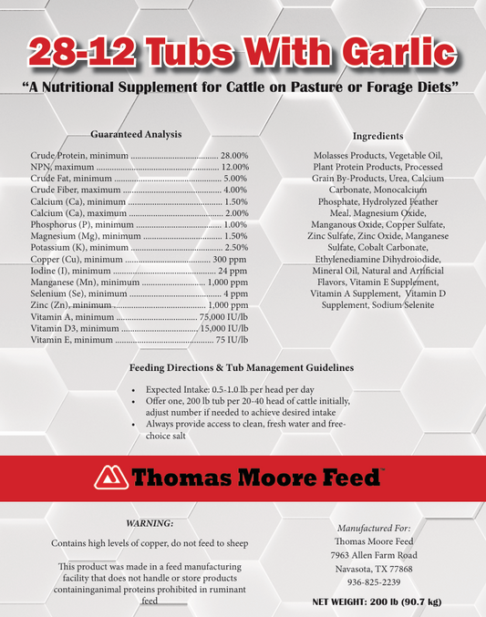 Thomas Moore 28-12% Cooked Protien Tub with Garlic