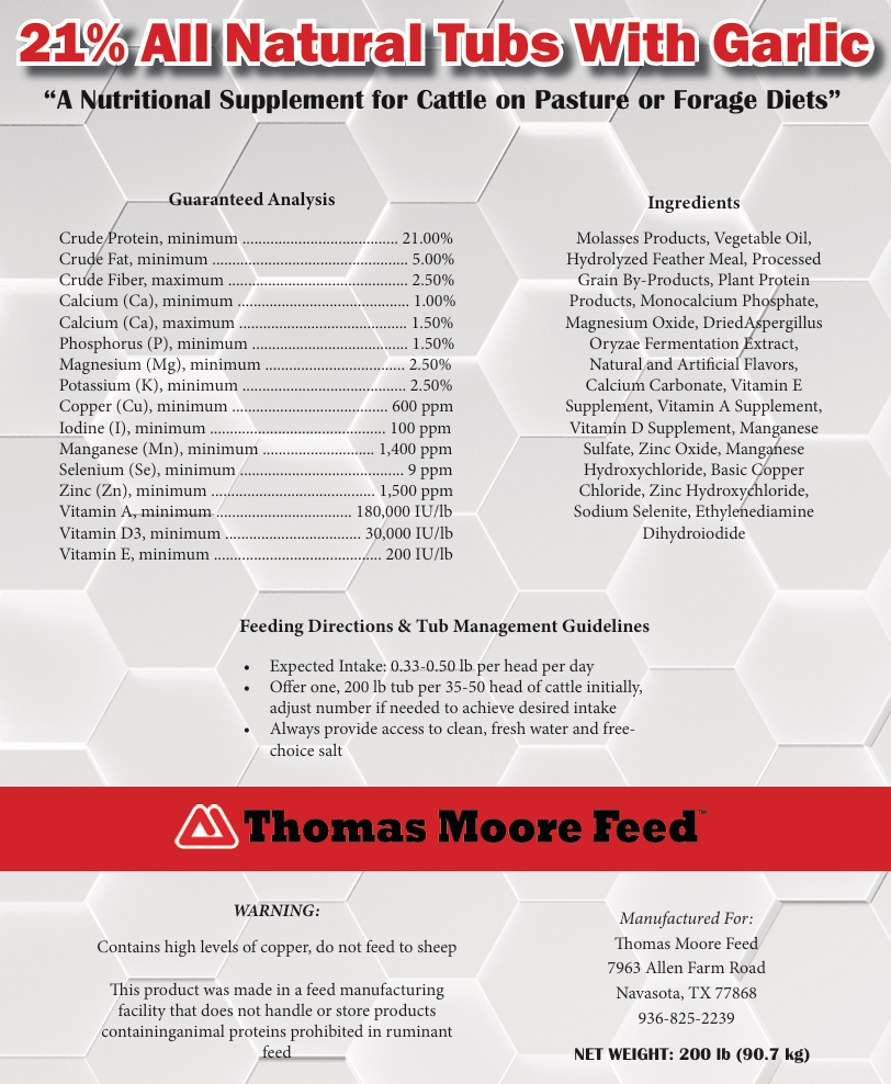 Thomas Moore 21% Cooked Protien Tub with Garlic
