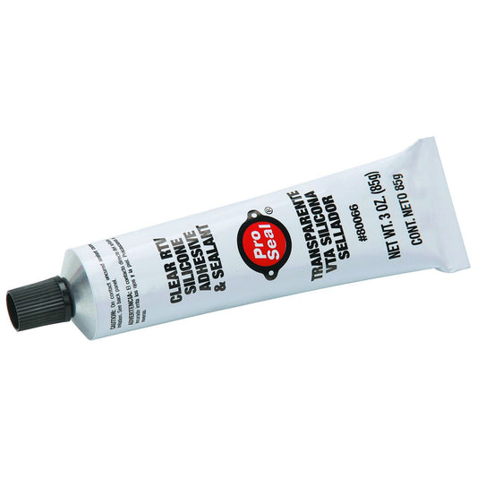 Pro Seal Waterproof RTV Silicone Sealant, 3 oz, Clear, Temp Range -75 to 500 Degrees F